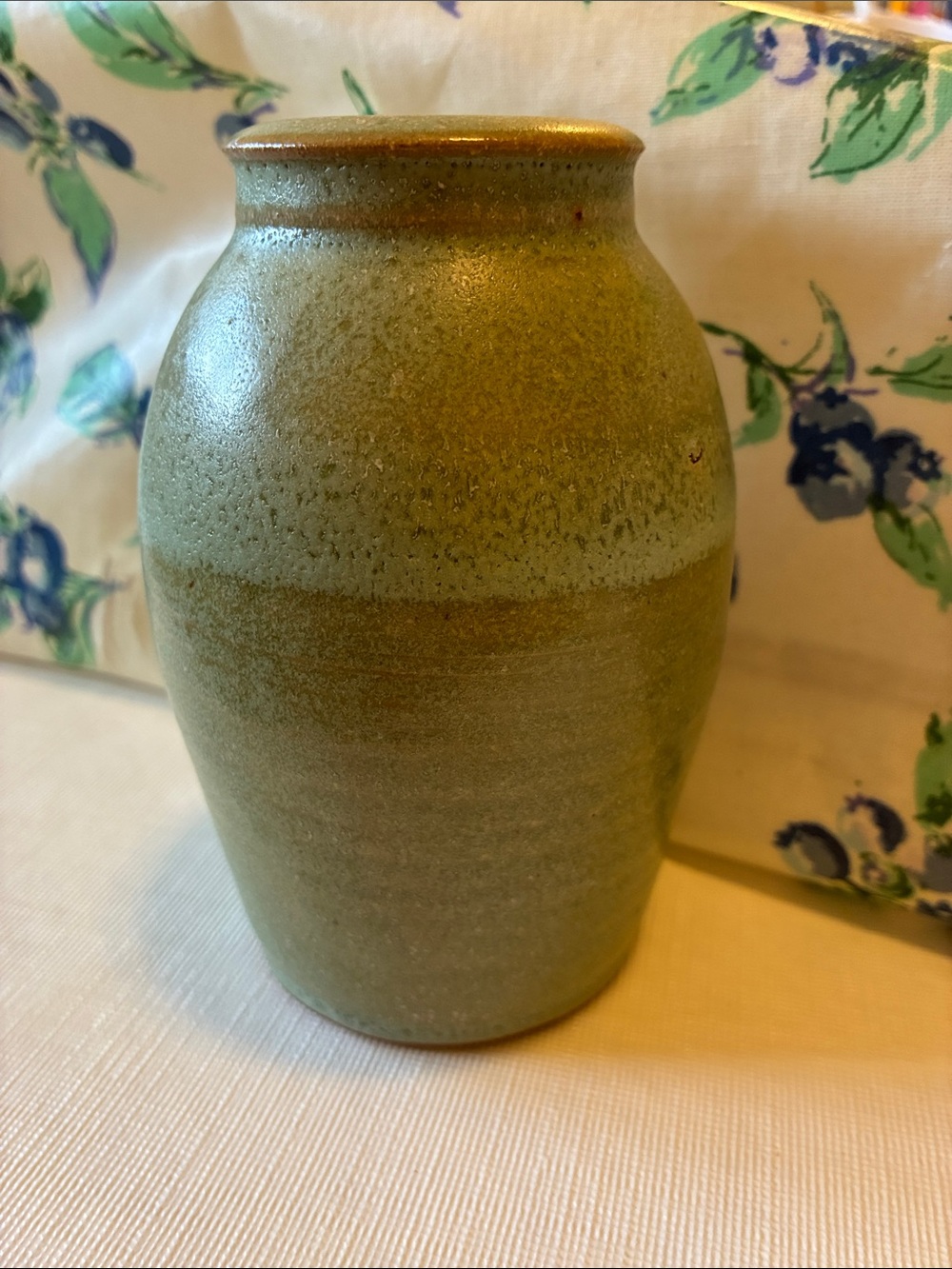 Handcrafted Olive Green Ceramic Accent Vase
